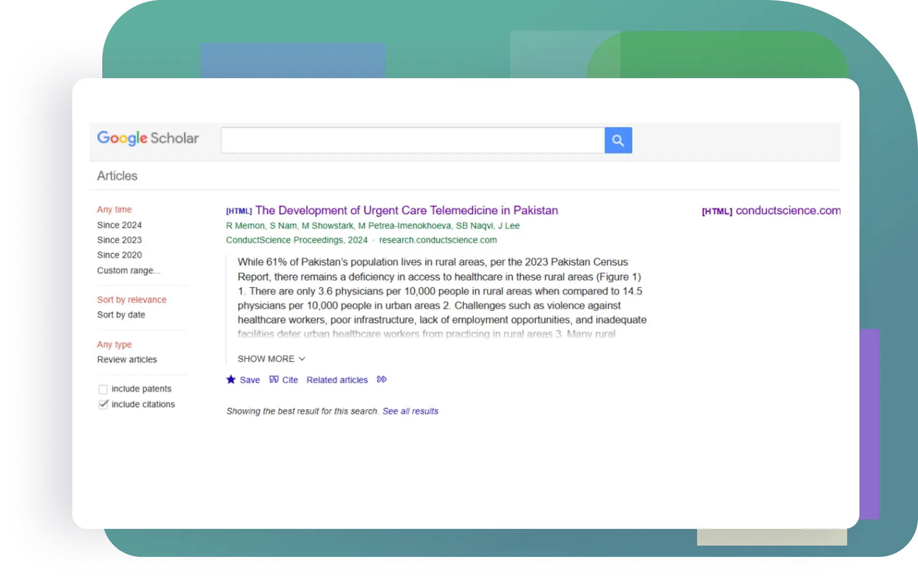 Article indexed on Google Scholar with citation tools